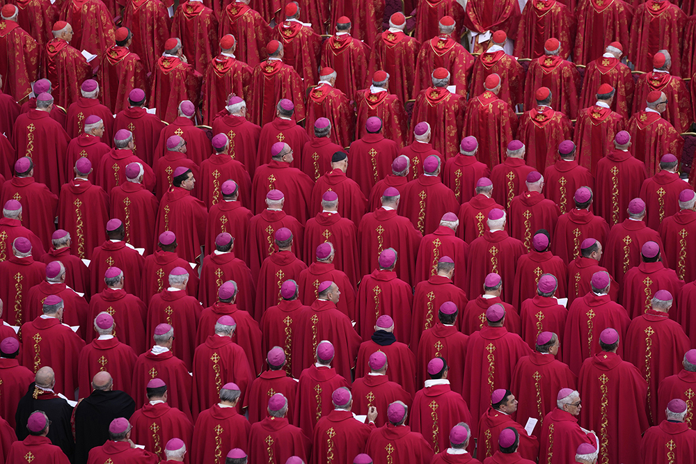 Bishops and cardinals attend the funeral Mass for Emeritus Pope Benedict XVI in St. Peter’s Square at the Vatican, Jan. 5, 2023. (AP/Ben Curtis)